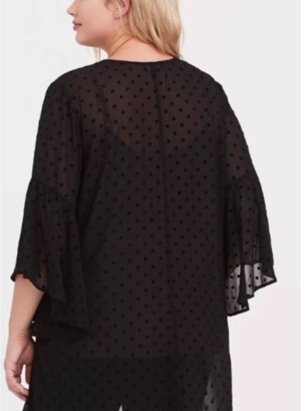 torrid Black Sheer Polka Dot Kimono Tunic 3X - Picture 2 of 6